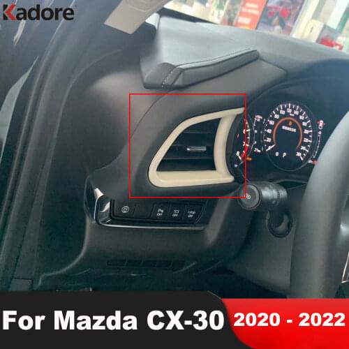 For Mazda CX30 CX-30 2020 2021 Carbon Fiber Front Air Vent Cover Trim AC Outlet Frame Trims Car Styling Interior Accessories