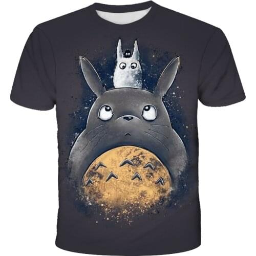 2021 Japanese anime mens T shirt, Hayao Miyazaki My Neighbor Totoro cartoon print short-sleeved O-neck breathable top T shirts