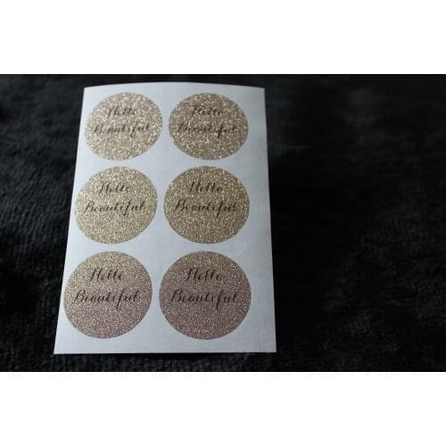 3.8cm Hello Beautiful Rose gold glitter classic round sticker