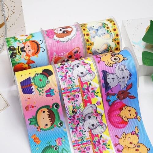 3 Inch 75 mm Cartoon Printed Grosgrain Ribbons For Hair Bows Craft Suppliers 52440