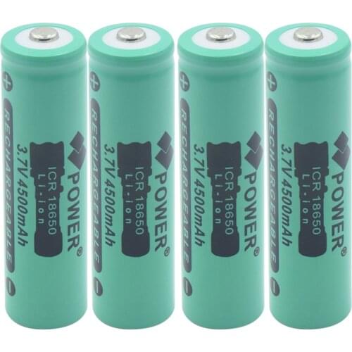 4/6/8/10Pcs High Capacity 18650 Li-ion Battery 4500mah 3.7v 18650 Rechargeable Lithium Battery For Flashlight Mini Fan Dropship