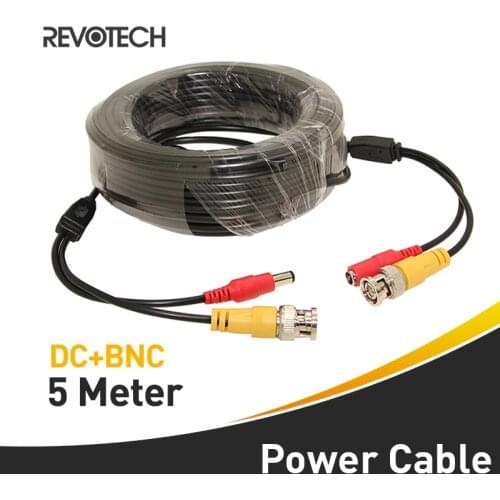 5M DC BNC 2in1 Video Power adapter CCTV camera cable Security System accessories