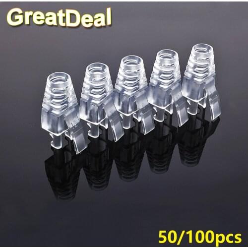 50/100pcs CAT5 Cat5e Cat6 RJ45 Connector RJ45 Plugs Ethernet Network Cable Strain Relief Boots RJ45 Plug caps HY1528