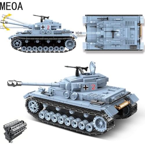 716pcs WW2 Military German No.4 Medium Tank Soldier City Weapon Building Blocks Police bricks DIY Toys Gifts for children Kids