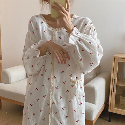 Alien Kitty 2021 Fashion Casual Vintage Nightwear Hot Retro Homewear Cotton Sweet High Quality Elegant Loose Nightdress Pajamas