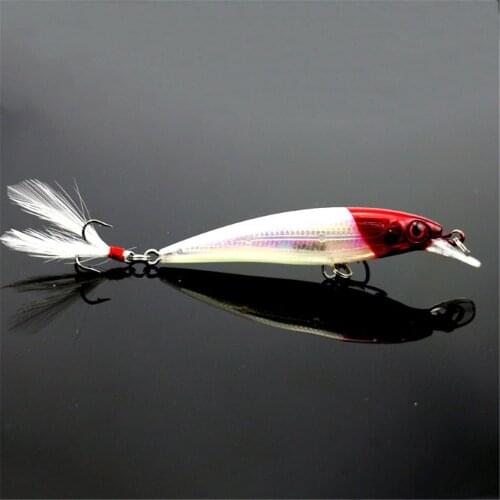 1pcs 7.2g 9cm Minnow Fishing Lure Bionic 3D Eyes Laser Hard Artificial Bait with Feather Fish Lures Sea Fishing Bait Pesca