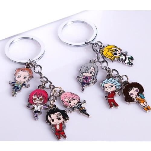 Anime Nanatsu No Taizai The Seven Deadly Sins Keychain Car Key Ring Holder Cartoon Figure Meliodas Elizabeth Pendants Trinkets