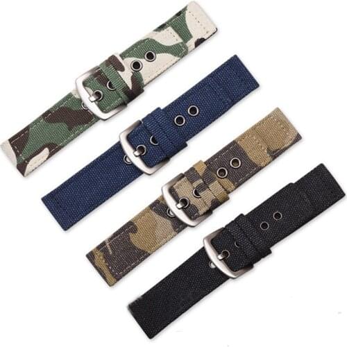 18mm 20mm 22mm 24mm Black Canvas Camouflage WatchBand Universal Replacement Nylon Watch Strap