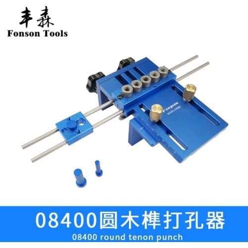 Woodworking drilling locator log tenon punch triad locator openings for plate drilling jig