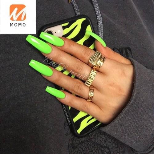 Fluorescent Green Fake Nails European and American Style Nail Tip Patch Removable Wear Armor