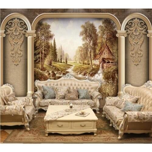 Wellyu Customized Wallpaper 3d European Roman Column Art Retro Living Room TV Background Wall Living Room Mural papel de parede