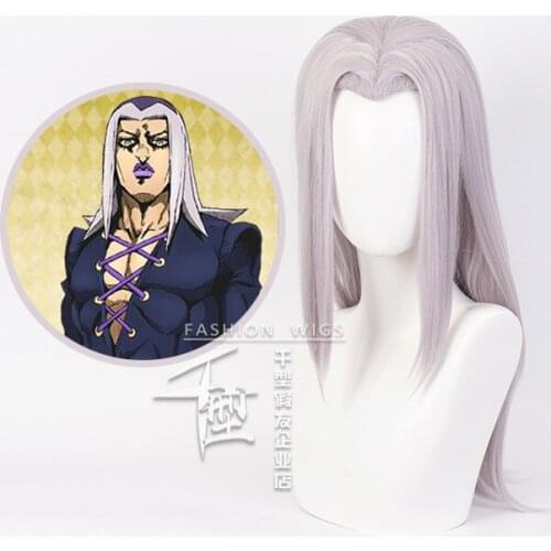 JoJos Bizarre Adventure Leone Abbacchio Gery Purple Wig Cosplay Styled Long Hair Halloween Role Play