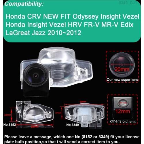 Camera 170 Degree car reverse parking camera for Honda CRV New fit Odyssey Insight Vezel HRV FR-V Jazz Edix