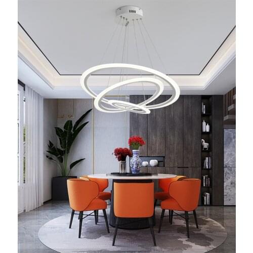 Round White Simple Pendant Light Acrylic Circular Dining Room Lighting Modern Living Room Office Lamp Led Living Room L