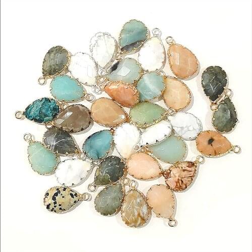 Natural Stone Labradorite Pendant 18x23mm Exquisite Faceted Amazon Stone Charm Handmade DIY Necklace Sweater Chain Accessories