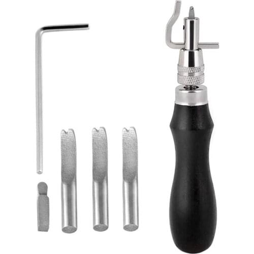 LMDZ Leather Grover Tool Adjustable Stitching Grover Creasing Edge Beveler Leather craft Sets Leather Carving for Leather craft
