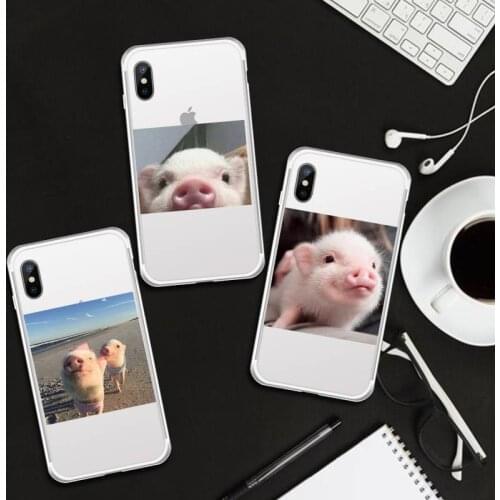 Cute Pink Pet Little Pig Phone Case Transparent for iPhone 6 7 8 11 12 s mini pro X XS XR MAX Plus cover funda shell