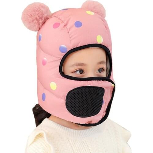2020 Fashion Dot Girls Hat Child Hat Earmuffs Beanies Kids Autumn Winter Warm Earflap Ear Protection Cap Child Accessory Present
