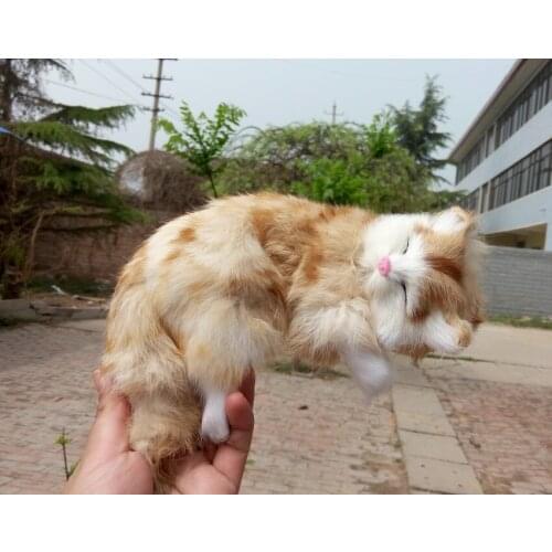 Simulation cute sleeping cat 20x11x16cm model polyethylene&furs cat model home decoration props ,model gift d350