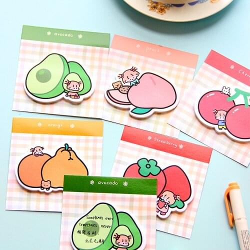 Cartoon creative cute girl fruit Avocado Peach Sticky Note Memo Pads Message Writing