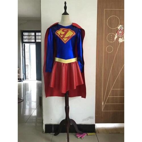Cartoon Supermen Cosplay Dress Cloak Adult Women Girls Halloween Supermen Fancy Outfit L321