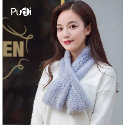 Aorice New Winter Women Scarf Girl Real Mink Fur Scarves Female Handmade Knitted Scarf 8 Colors