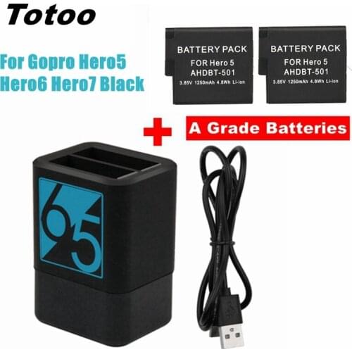 New Hero5 501 For Go Pro Hero8 Hero 8 Battery+Type-C Charging Cable Dual Charger For GoPro Hero 5 6 7 8 Black Accessories