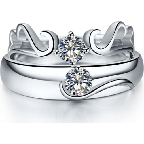 Soulmate Accompanied Couple Jewelry Engagement Diamond Ring For Lovers Solid Platinum 950 Couple Jewelry Wedding Rings