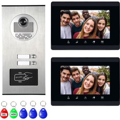 [Latest Upgrade Ver] 2/3/4/6 Units Apartment intercom Video Intercom system Ethernet Cable Connect, Single-Supply, ID Key Unlock