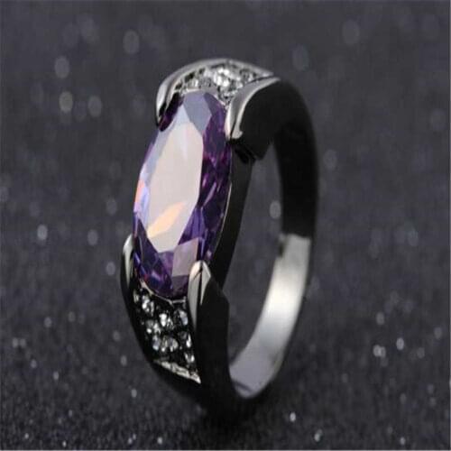 Luxury Vintage Purple Zircon CZ Crystal Colorful Rings For Women Rings Wedding Engagement JewelrySize 6-13