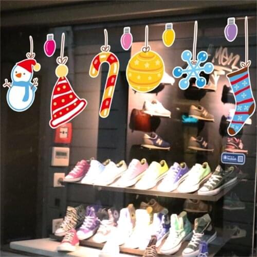 Christmas Poster Stocking Snowflake Snowman Snow Man Picture Pendant Hanging Icon Sticker Christmass Festive Window Wall Sticker