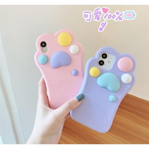 Cute Carton Cat Paw Shape Squzee Phone Case For IPhone 12 11 Pro Xs Max X Xr 6 6s 7 8 Plus Se2 Shockproof Back Cover Fundas