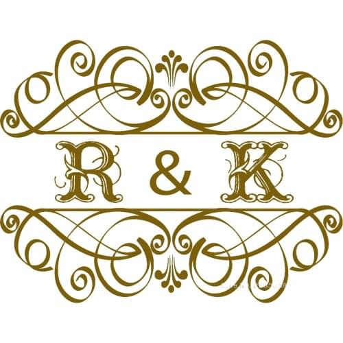 Simple Design Bride & Groom Name Initials Retro Western Style Custom Wedding Decals Art Wedding Floor Stickers Wallpapers LC1245