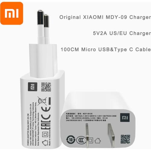 MDY-09 5V 2A USB Wall Charger EU US Micro USB Type C Data Cable for XIAOMI MI 2 3 4 Redmi 4 4X 4A 7 Note 4 4X 5 5A 6 6A 7A S2 S1