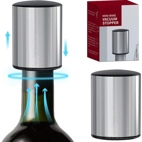 Stainless Steel Vacuum Wine Bottle Cap Stopper Silicone Sealed Vacuum Retain Freshness Wine Plug Bar Tools Reusable Wine Sealer