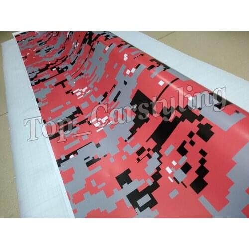 New Red Digital Camouflage VINYL Car Wrap Printed PIXEL Camo Car Vinyl pellicola Motorcycle Vehicle Covering Foil 1.52x30m/Roll
