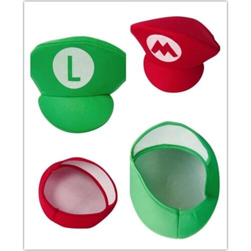 Adult Kids Anime Cartoon Super Game Mario Cosplay Hats Red Green Cap