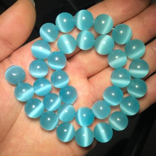 YHBZRET Light lake blue Cat Eye Opal Round charms glass Loose beads for Jewelry making bracelets accessories DIY 4/6/8/10/12mm