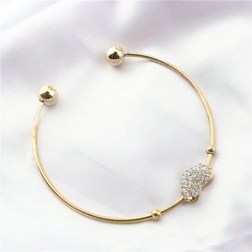 2021 new hot sale ladies heart-shaped crystal open gold bracelet cute jewelry girl romantic sweet birthday gift accessories