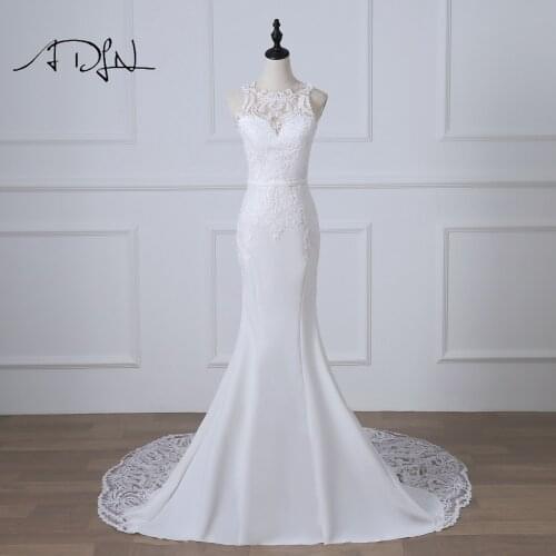 ADLN Romantic Mermaid Wedding Dresses Robe de Mariage White/Ivory Court Train Sexy Illusion Back Bridal Gown Customized