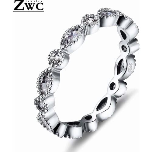 ZWC Hot Sale Simple Fashion Exquisite Crystal Inlay Ring for Women Men Wedding Party Romantic Zircon Ring Jewelry Gift Wholesale