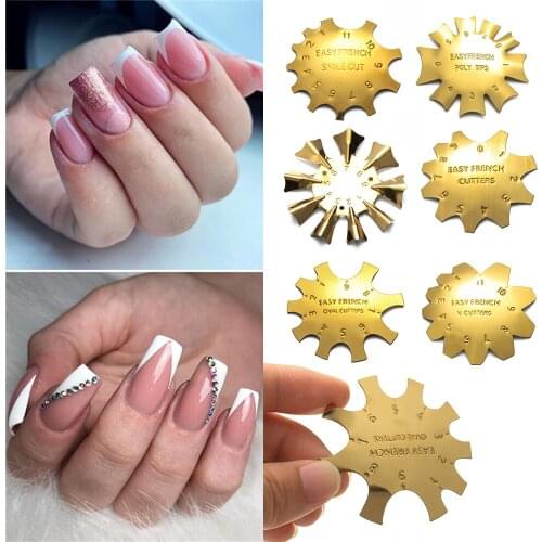 1PC Easy French Nail Cutter Multi-size Stainless Steel Nail Art Edge Trimmer Nail Tip Mold Manicure Art Styling Tool