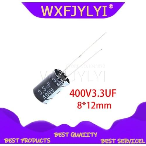 20PCS Higt quality 400V3.3UF 8*12mm 3.3UF 400V 8*12 Electrolytic capacitor