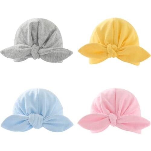 2021 Fashion Baby Bowknot Hats Rabbit Ears Infant Children Baby Girls Boho Hat Beanie Scarf Turban Head Soft Wrap Cap Headscarf