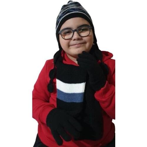 Edwol Children Waiter Boy 3 pcs Scarf Beanie Glove Set
