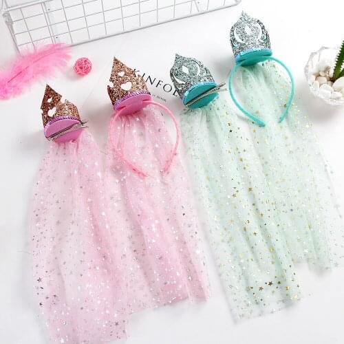5pcs Fashion Royal Glitter 3D Cutout Tiaras Hairbands Crown Star Lace Hair Sticks Headbands Princess Girls Hair Accessories