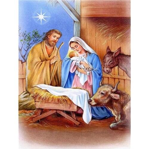 5D DIY Diamond Embroidery Painting Jesus Birth Full Square Drill Mosaic Religion Picture Of Rhinestone Handmade Gift