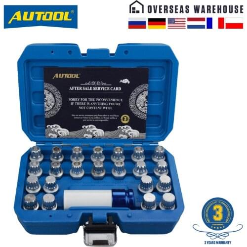 AUTOOL 23pcs Automotive Anti-Theft Wheel Lock Lug Nut Remover Tool Kit Screw Removal Key Socket Set with Adapter for VW
