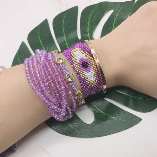 BLUESTAR Turkish Eye Bead Bracelet MIYUKI Pulseras Mujer Crystal Jewelry Glass Bead Handmade Loom Armband