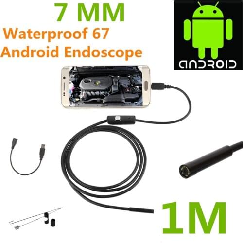 Endoscope Borescope USB Android Inspection Camera HD 6 LED 7mm Lens 720P Waterproof Car Endoscopio Tube mini Camera 1M Length